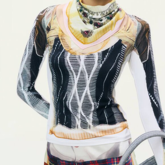 H&M x Glenn Martens Printed Top trompe l'oeil - order shipped - Size Small - Picture 3 of 4